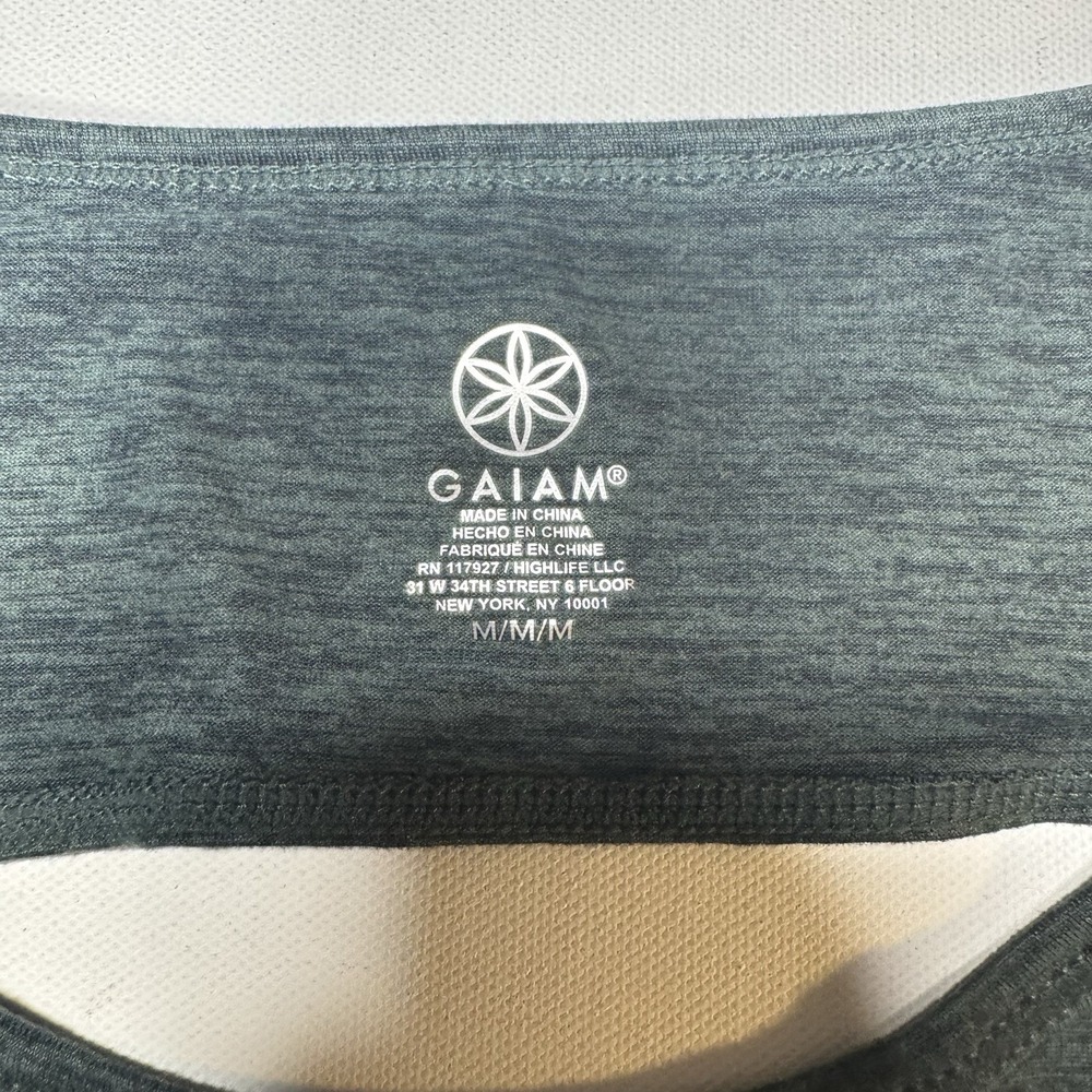 Gaiam Gray Heather Ruched Yoga Athletic Top Open Back Womens Medium - Picture 4 of 7